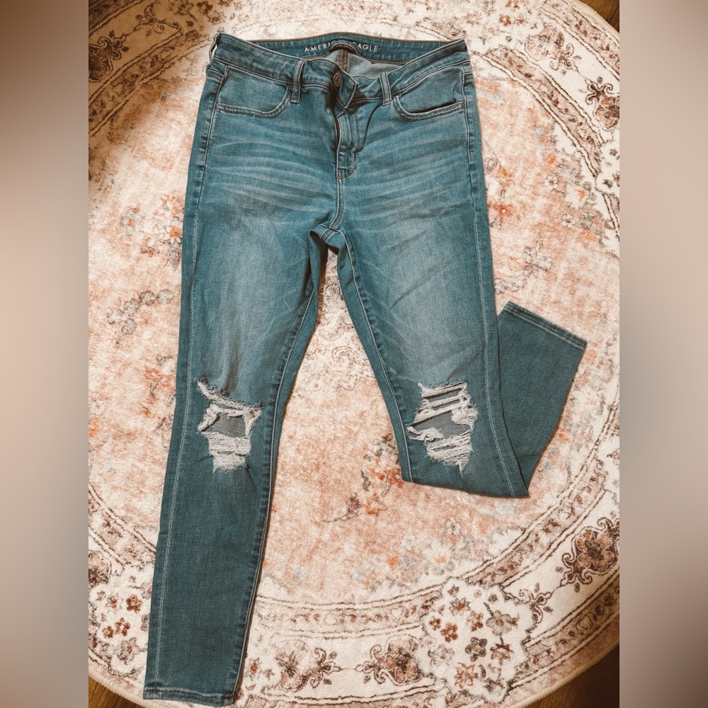 Women's Blue Distressed Jeans